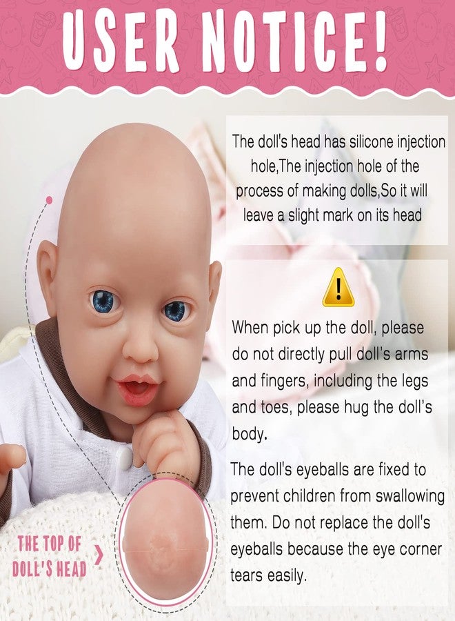 Vollence 14 inch Full Body Silicone Baby Dolls That Look Real, Not Vinyl, Soft Realistic Newborn Baby Dolls Birthday Gifts for Kids, Girl - Image 3